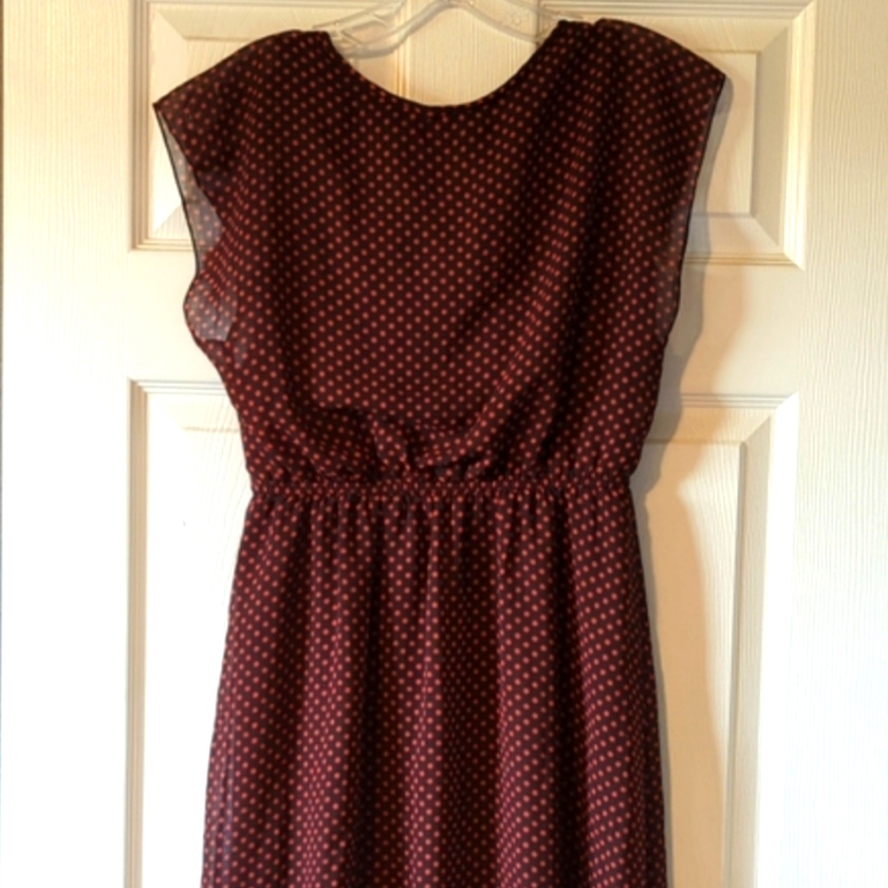 Gorgeous Enfocus Burnt Orange and Brown Polka Dot Dress Size 6 - Picture 1 of 7